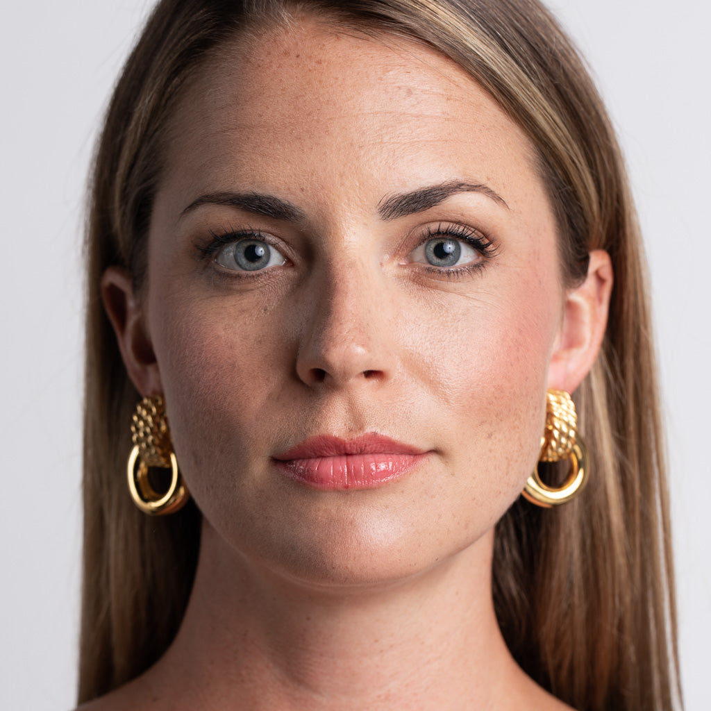 Polished Gold Doorknocker Clip Earrings