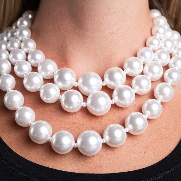 Three Row White Pearl Necklace