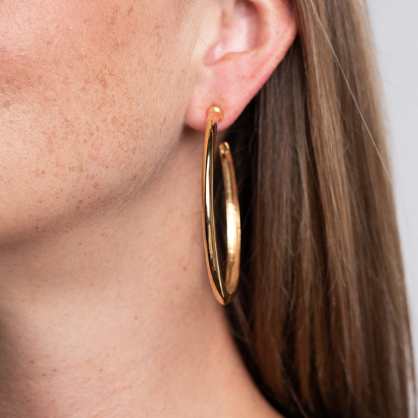 Polished Gold Hoop Pierced Earrings