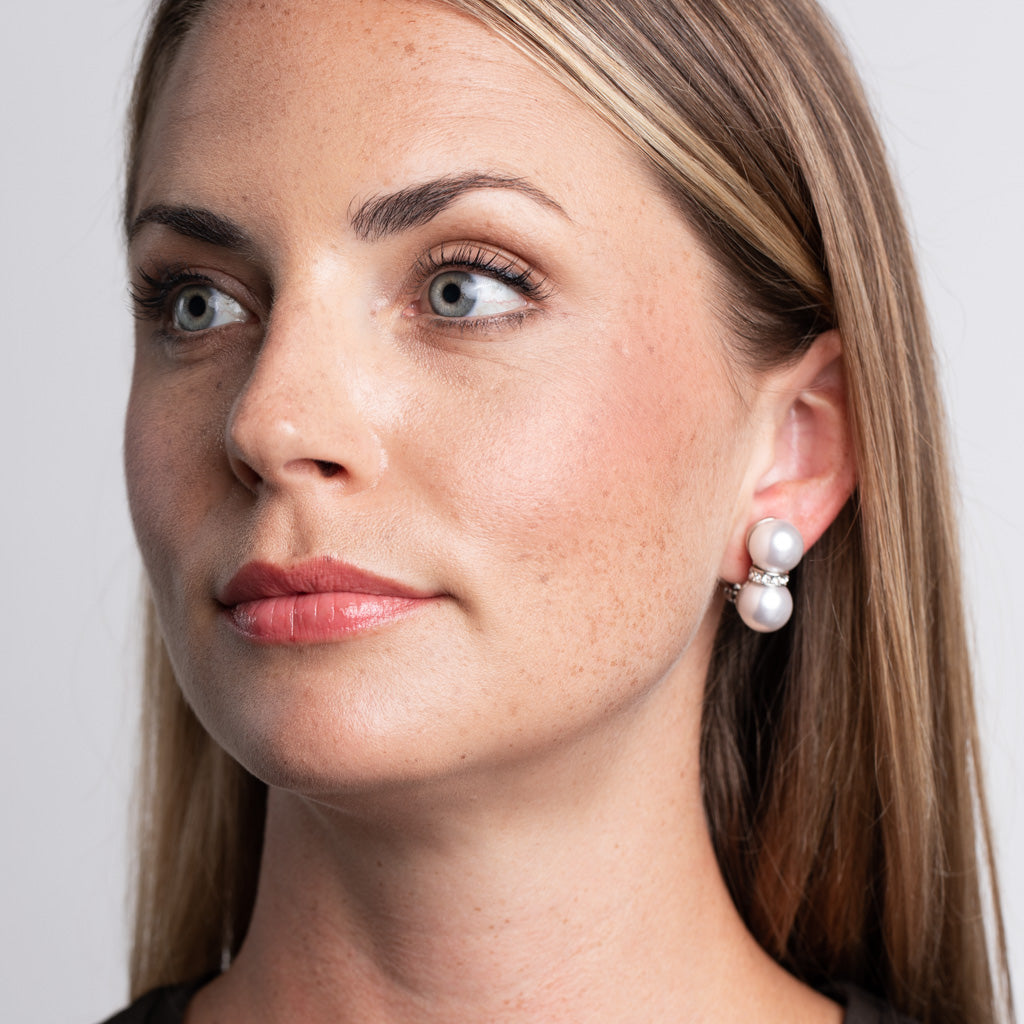 Double Pearl Ball Clip Earrings