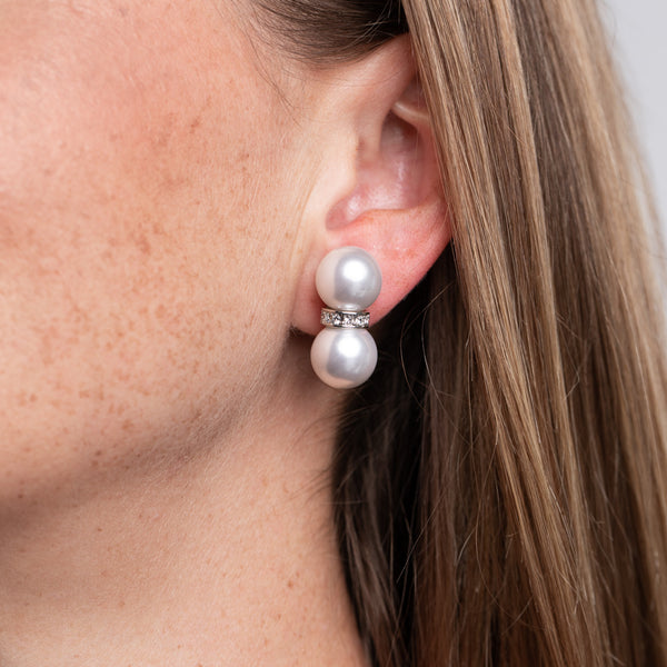 Double Pearl Ball Clip Earrings