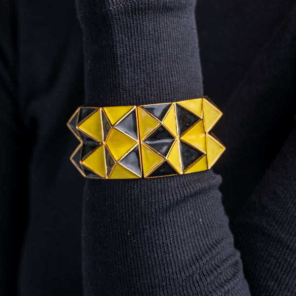 Black and Yellow Enamel Pyramid Bracelet