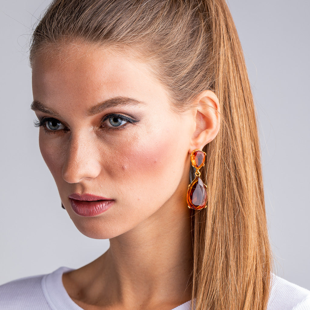 Topaz and Gold Teardrop Earrings