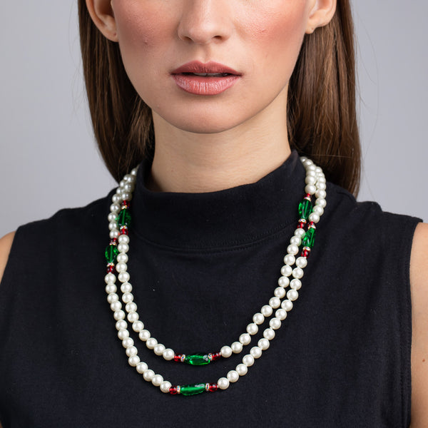 Pearl, Emerald and Ruby Necklace