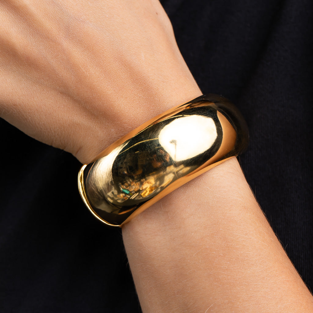 Polished Gold Domed Metal Bracelet