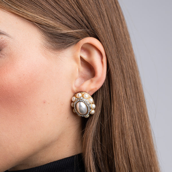 Gold and Cultura Pearl Clip Earrings