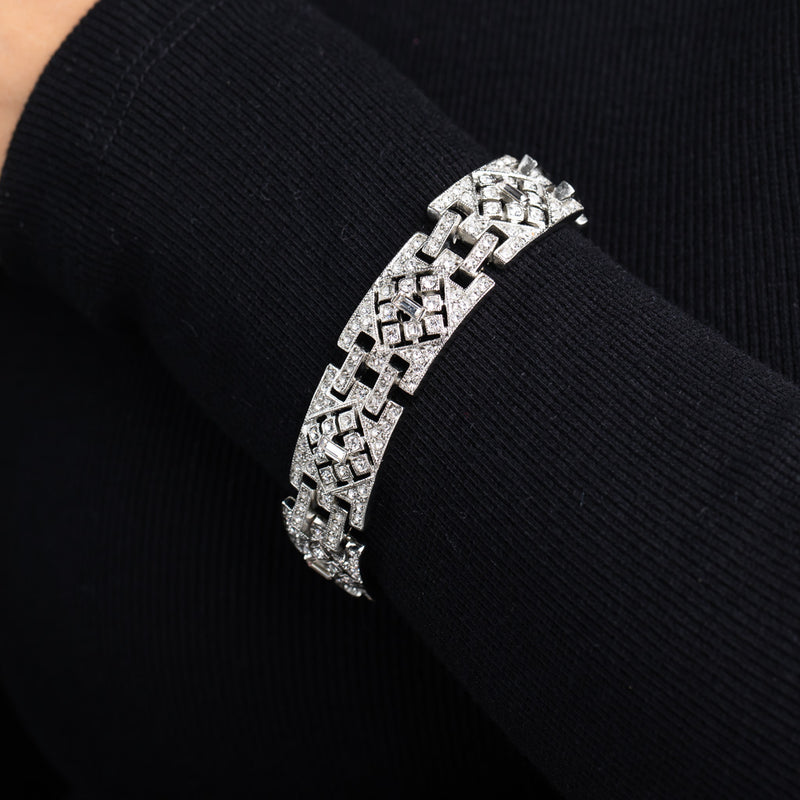 Silver and Crystal Deco Link Bracelet