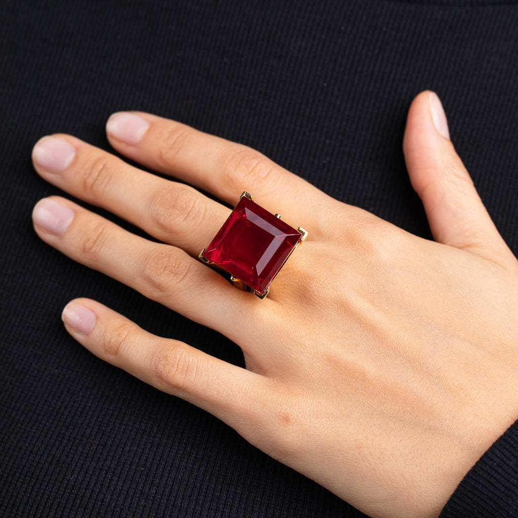 Ruby Square Stone Ring