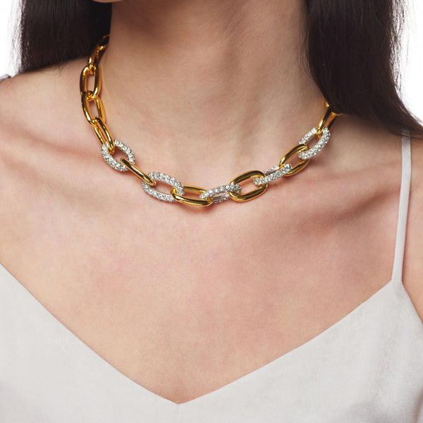 Gold & Silver Crystal Link Necklace