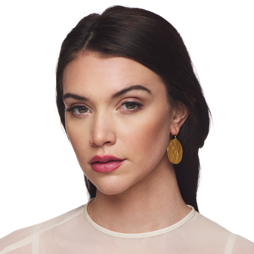 Large Satin Gold Fishhook Top Earring