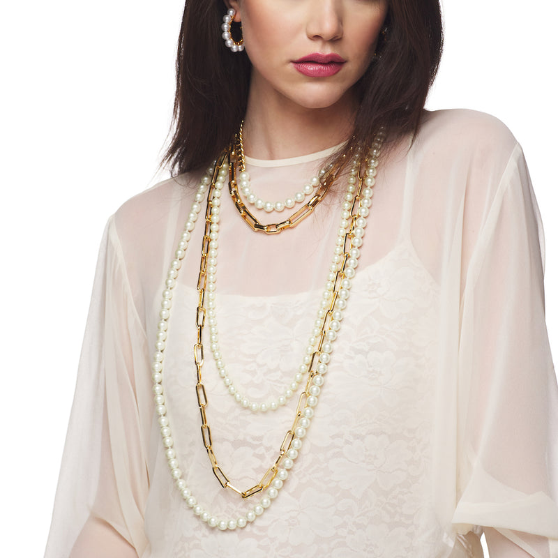 Gold Nest Necklace with Pearls