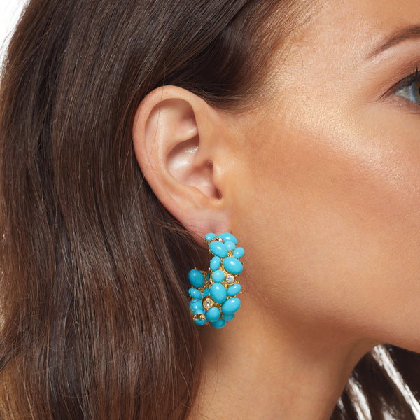 Turquoise Cabochon Hoop Pierced Earring