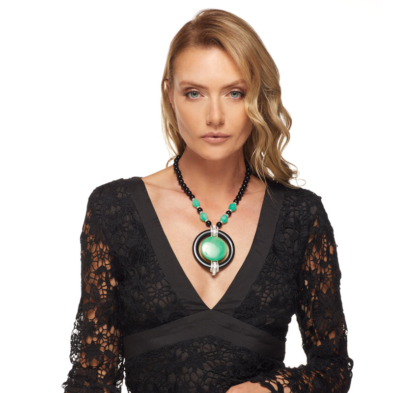 Black & Jade Pendant Necklace
