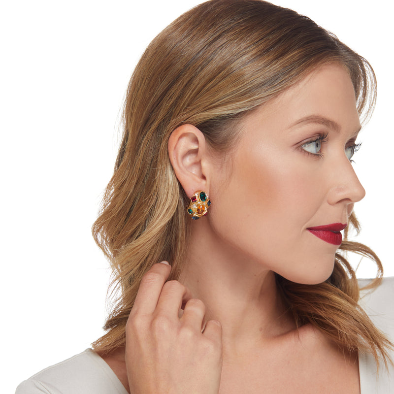 Multicolor Half Hoop Clip Earrings Vibrant and Playful Jewelry Kenneth Jay Lane Statement Earrings Delightful Array of Colors Eye-Catching Contemporary Design Clip-On Convenience Earrings Versatile Vibrant Accessories Playful and Charming Hoop Earrings Gift for Colorful Fashion Admirers Radiant Multicolor Earrings