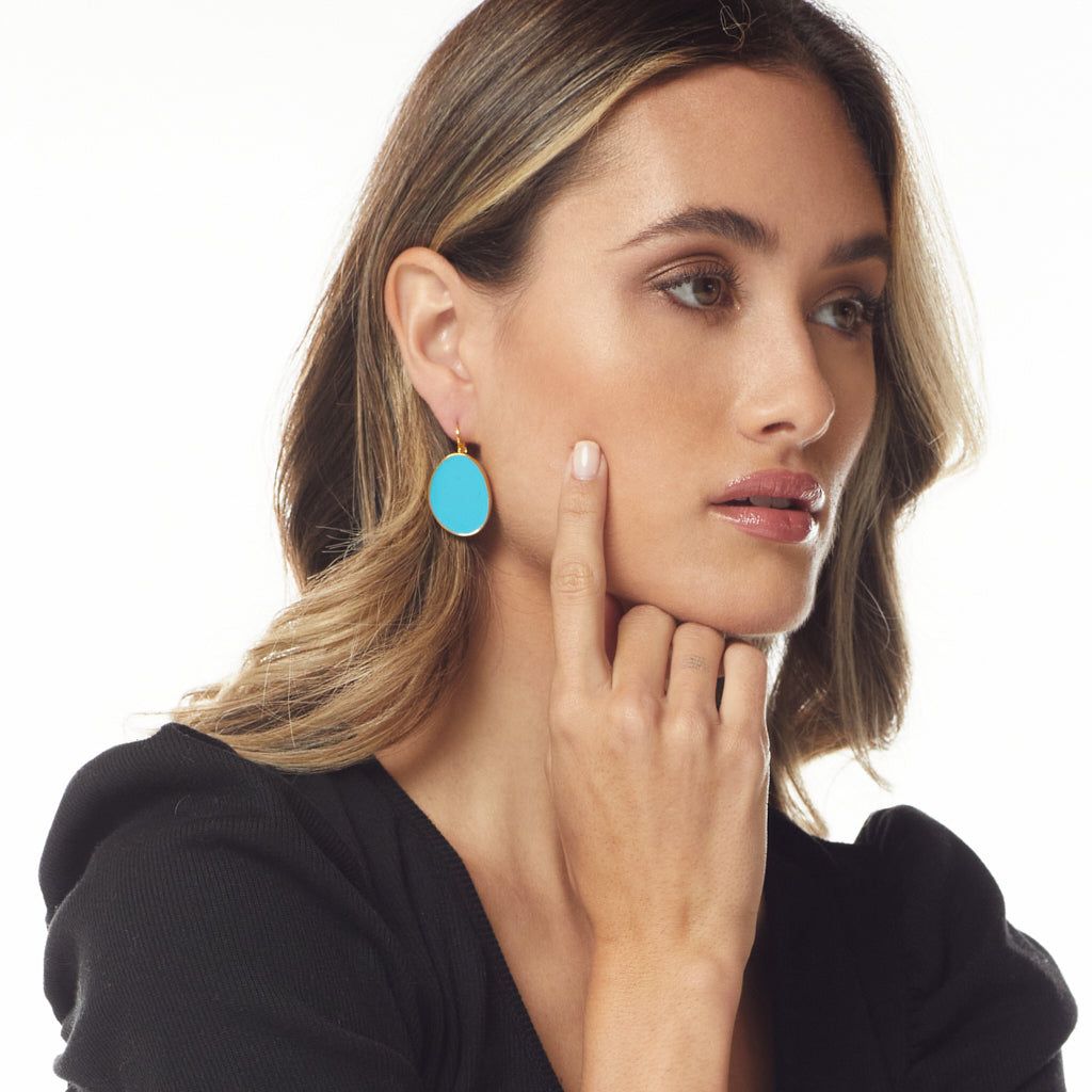 Turquoise Kidney Shaped Pierced Earrings