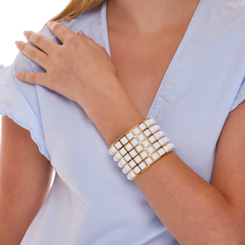 White Square Embellished Cuff
