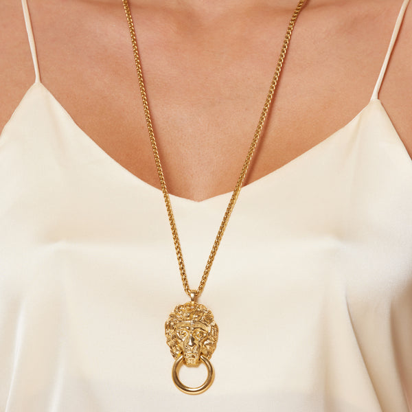 Lion Head Pendant Necklace Majestic Animal Necklace Kenneth Jay Lane Statement Jewelry Regal and Powerful Charm Intricate Lion Head Design Adjustable Chain Necklace Elegant Symbolic Pendant Bold and Majestic Jewelry Courageous Lion Head Accessory Gift for Fearless Fashion Enthusiasts