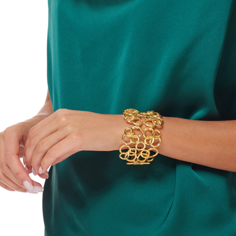 Satin Gold Fancy Swirls Toggle Clasp Bracelet