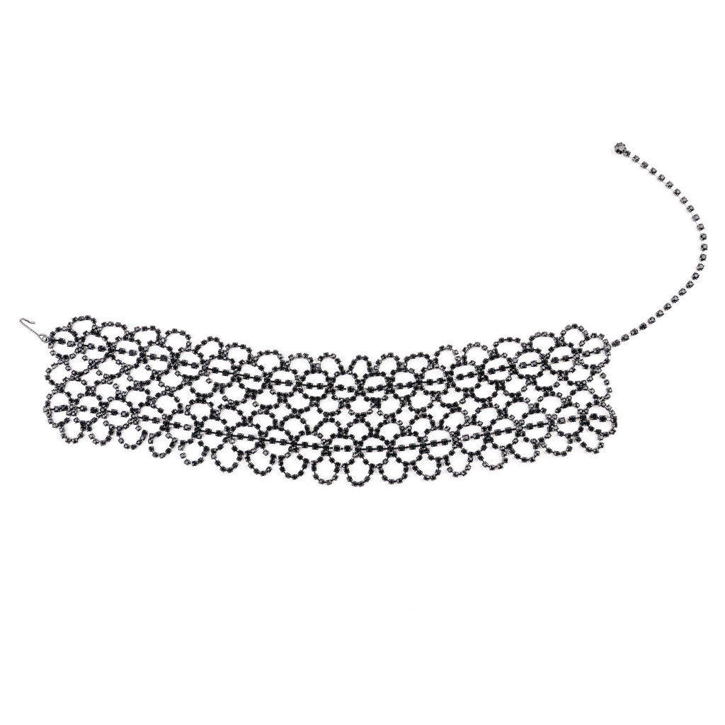 Gunmetal and Jet Choker Necklace