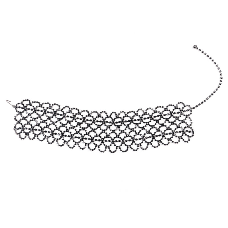 Gunmetal and Jet Collar Necklace