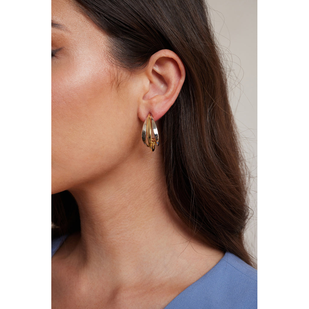 Gold and Silver Half Hoop Earring