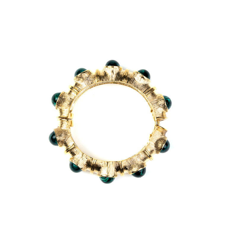 Gold with Flawed Emerald Hinged Bracelet