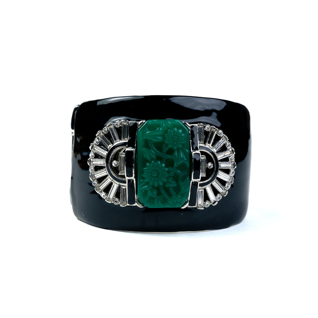 Carved Jade Deco Cuff