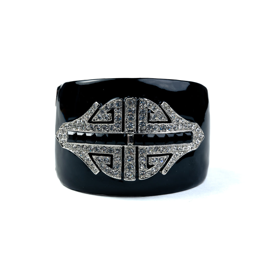 Black and Silver Crystal Cuff Bracelet