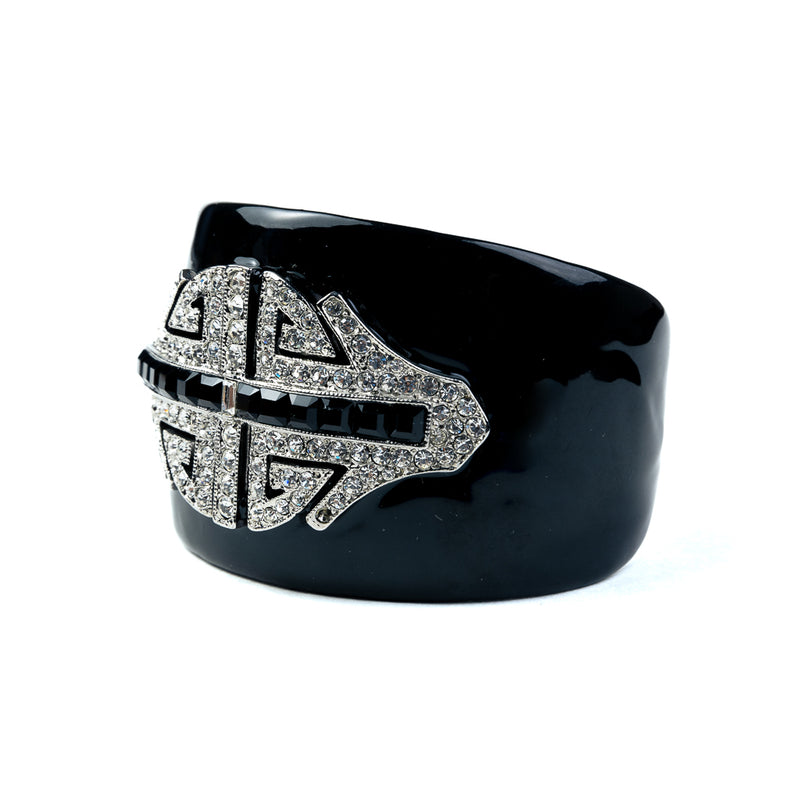 Black and Silver Crystal Cuff Bracelet