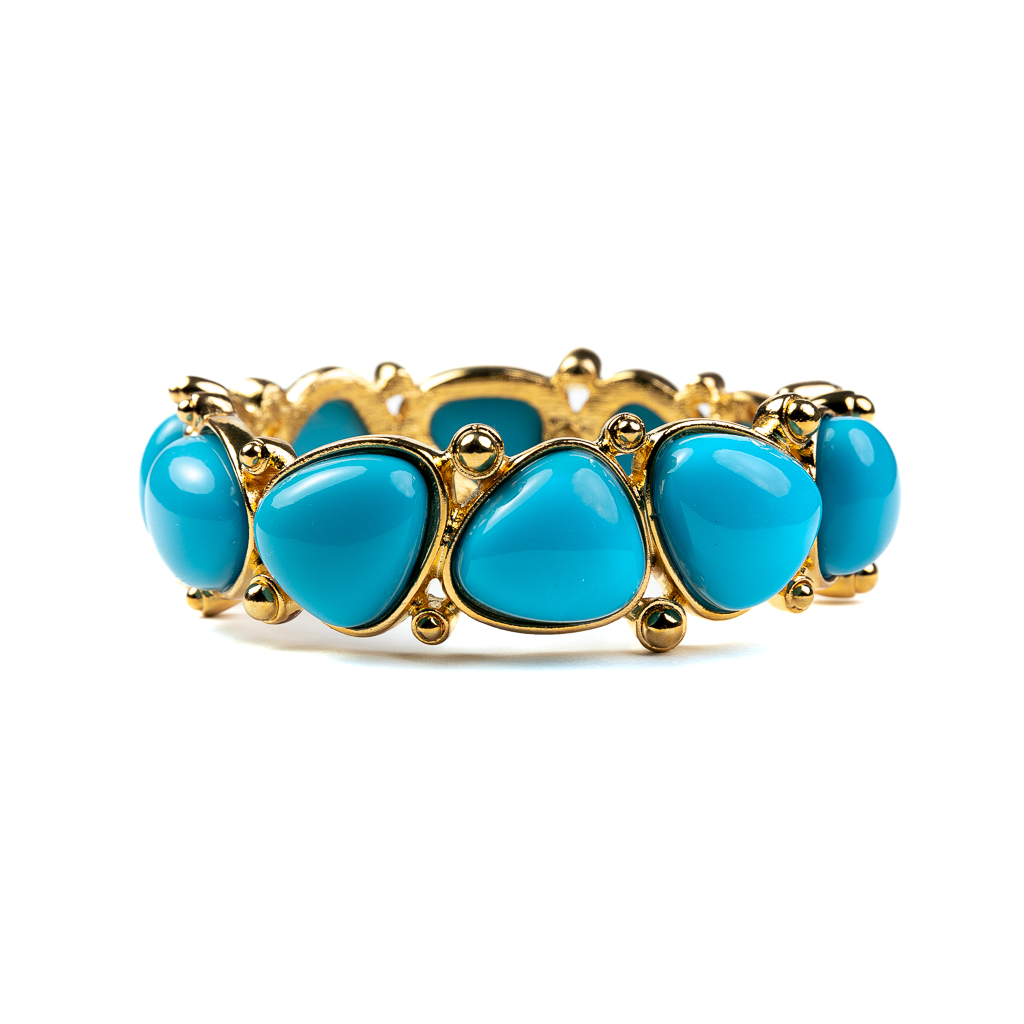 Turquoise and Gold Hinged Bracelet Turquoise and Gold Hinged Bracelet
