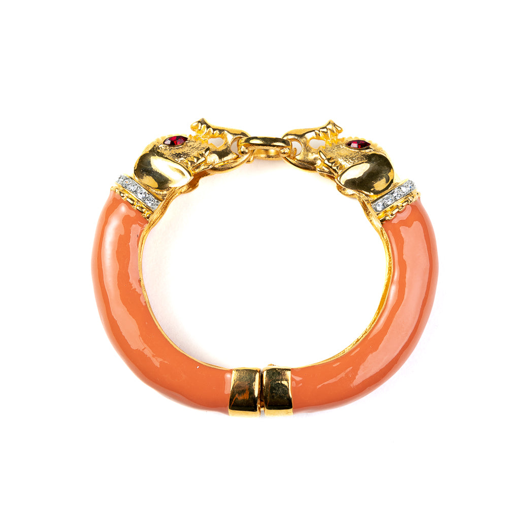 Coral Elephant Head Bracelet