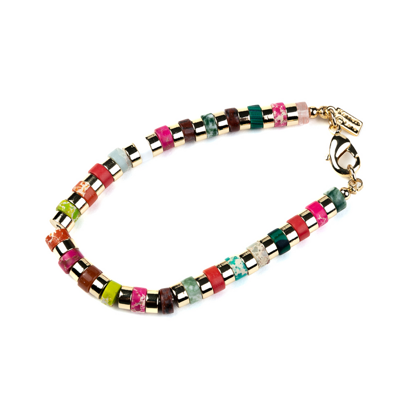 Gold with Multicolored Stations Bracelet