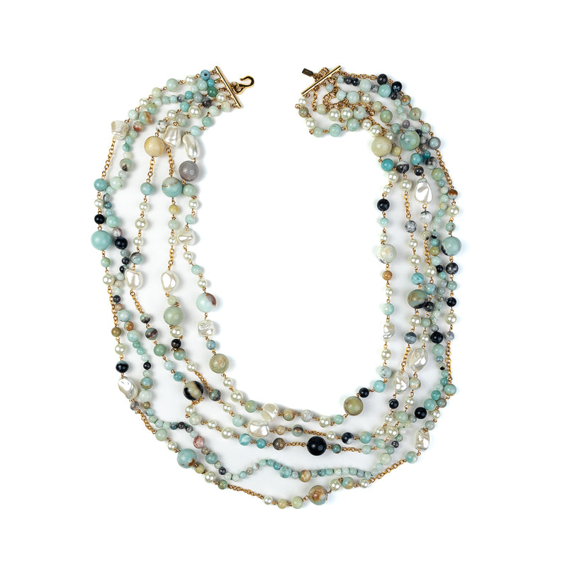 Amazonite and Mother of Pearl Link Necklace