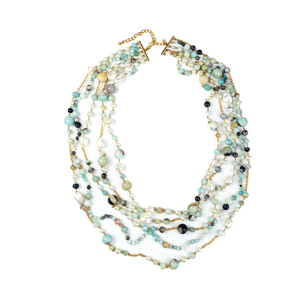 Amazonite and Mother of Pearl Link Necklace – KennethJayLane.com