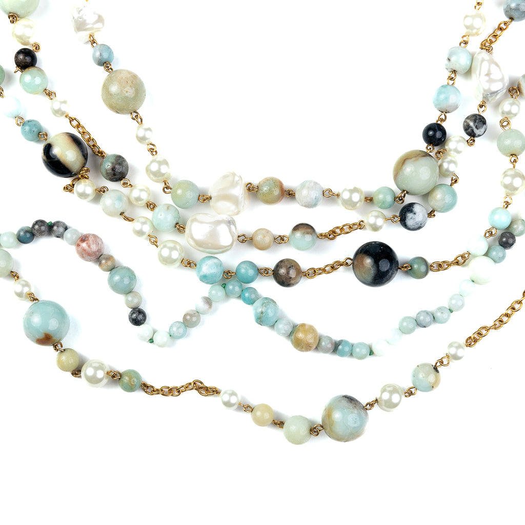 Amazonite and Mother of Pearl Link Necklace