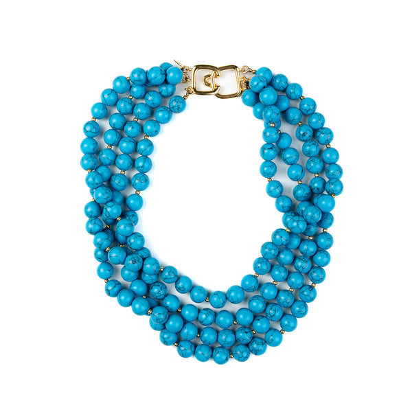 Turquoise Beads with Gold Spacers Necklace