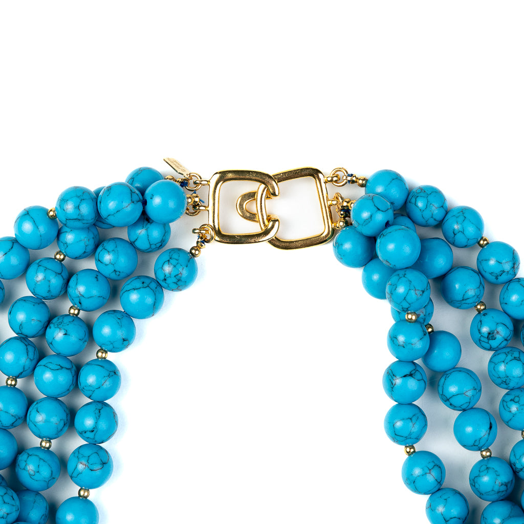 Turquoise Beads with Gold Spacers Necklace