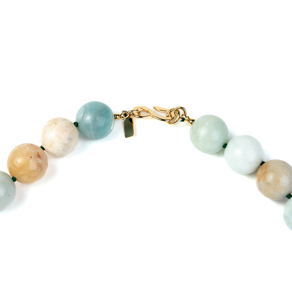 Amazonite Beaded Gold Hook Necklace