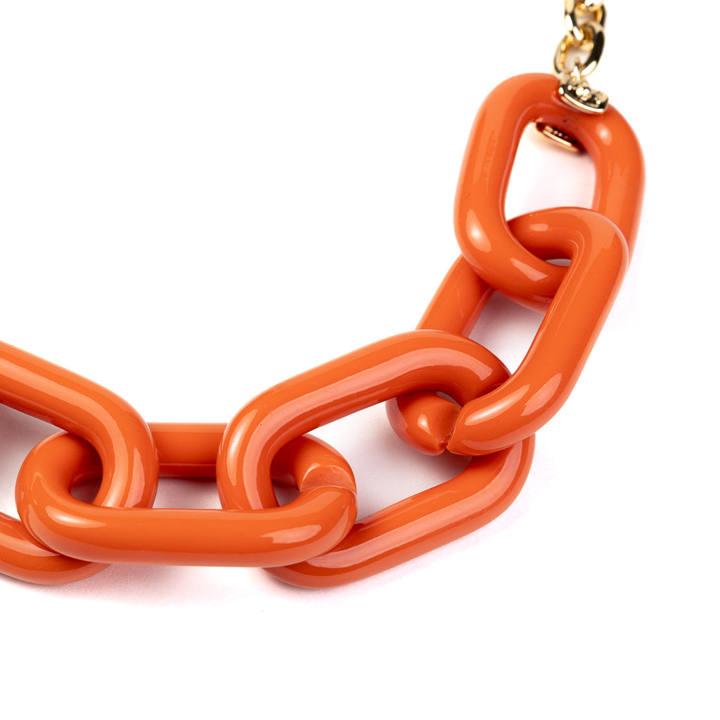 Gold Chain with Coral Resin Link Necklace