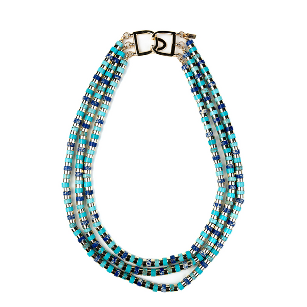Gold, Turquoise and Lapis Stations Necklace