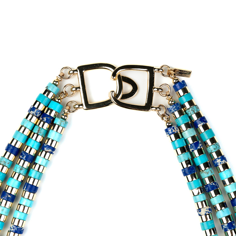 Gold, Turquoise and Lapis Stations Necklace