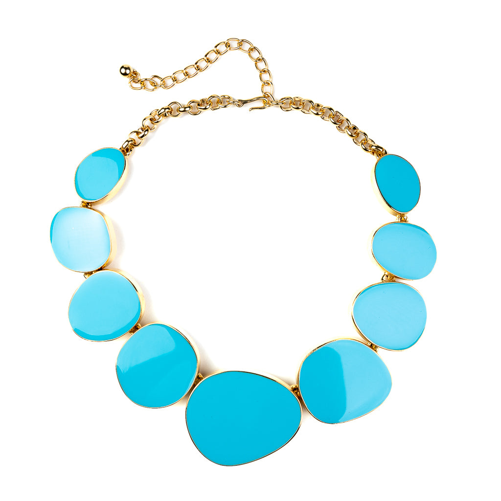 Gold and Turquoise Odd Shapes Necklace