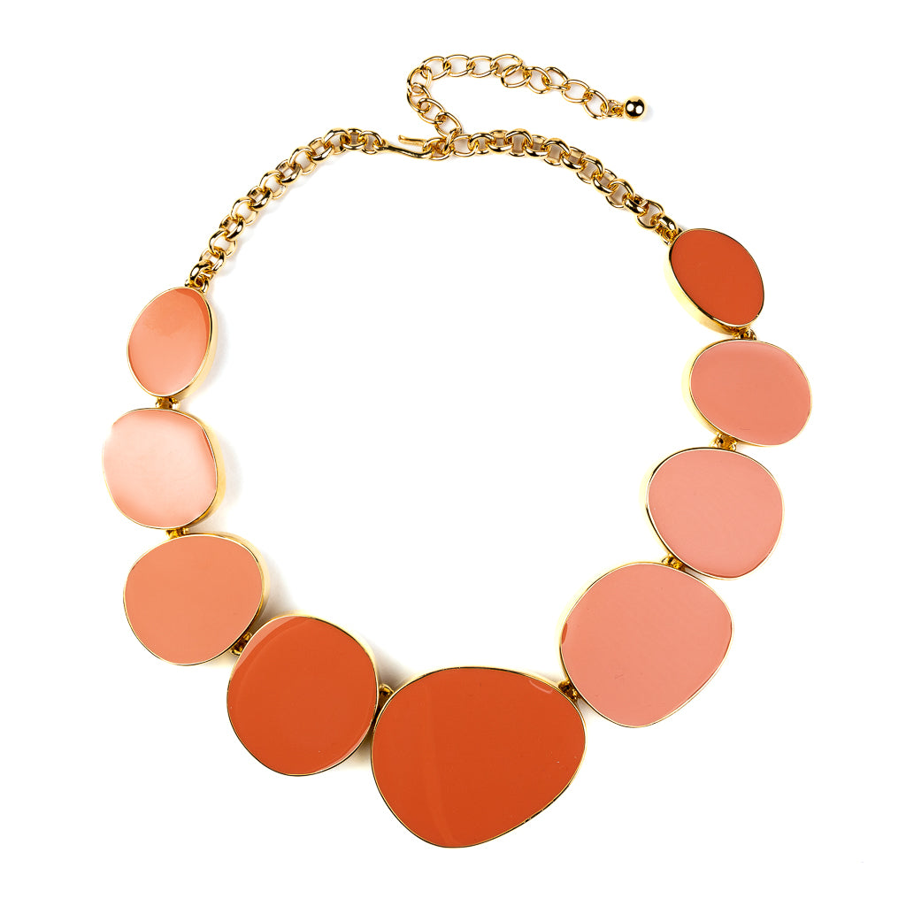 Gold and Coral Odd Shapes Necklace