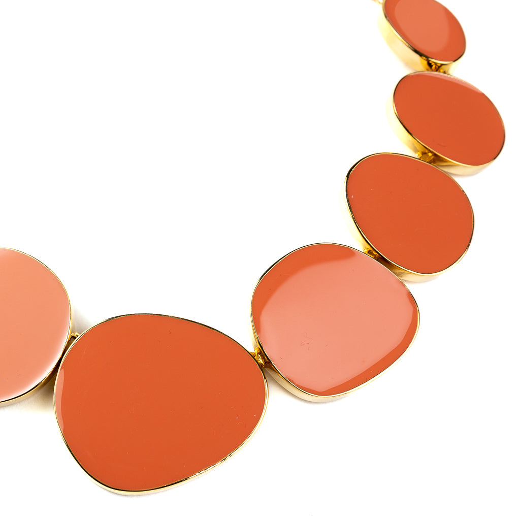 Coral Enamel Necklace