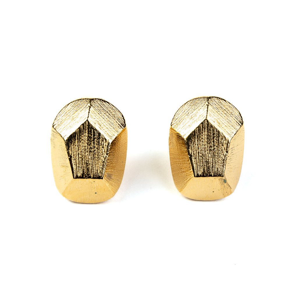 Gold Nugget Clip Earrings