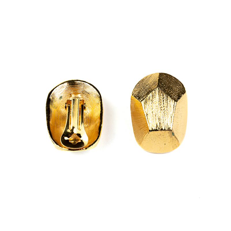 Gold Nugget Clip Earrings