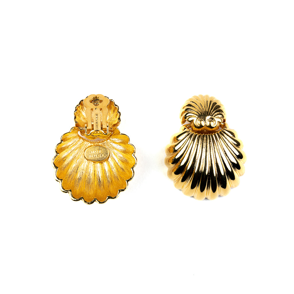 Gold Seashell Clip Earrings