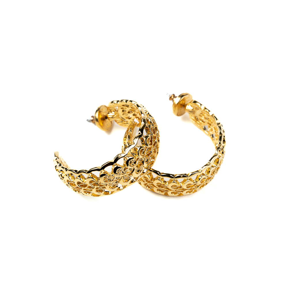 Gold Hearts Pierced Hoop Earrings