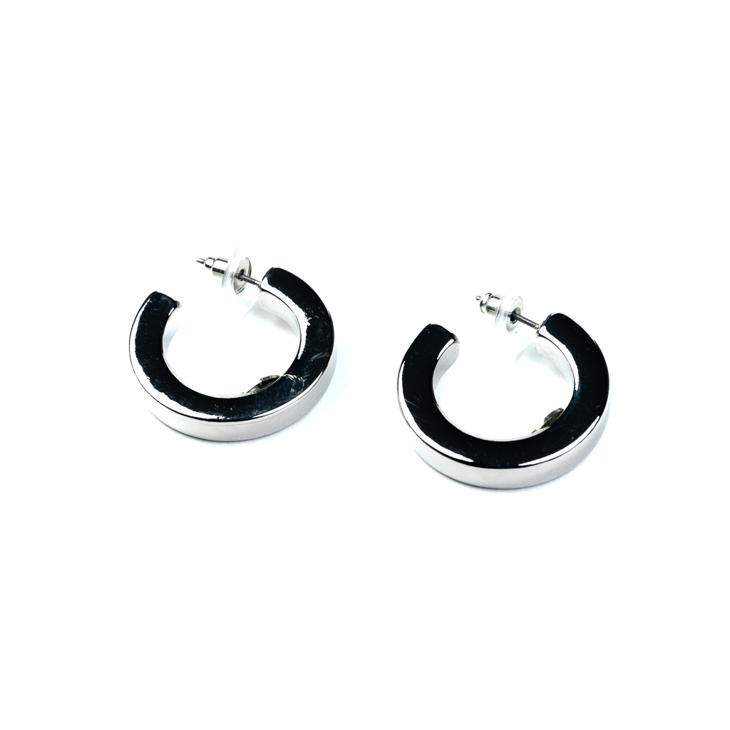 Polished Silver Hoop Earrings