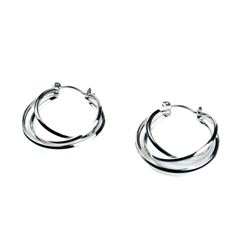 Silver Triple Interlocking Hoop Earrings